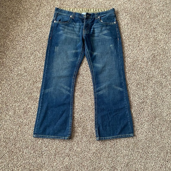 Ed Hardy Dark Blue Bootcut Jeans with Tatoo Embroidered Design - Picture 3 of 6